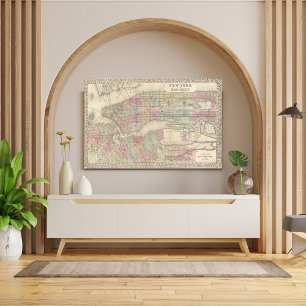 Poster Carte vintage de New York / Brooklyn