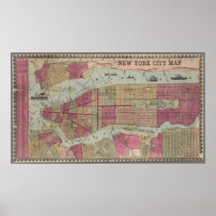 Poster Carte vintage de New York City