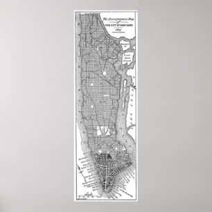 Poster Carte vintage de New York City (1811)