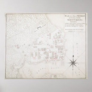 Poster Carte vintage de nouvelle Berne OR (1769)