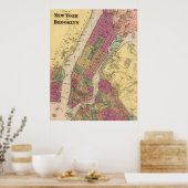 Poster Carte vintage de NYC et Brooklyn (1868) (Cuisine)