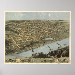Poster Carte vintage de Omaha Nebraska (1868)