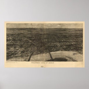 Poster Carte vintage de Omaha Nebraska (1906)