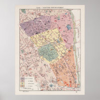 Carte vintage de Paris, 1900 - 20e Arrondissement