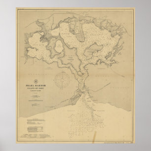 Poster Carte vintage de Pearl Harbour HI (1907)