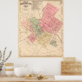 Poster Carte vintage de Petaluma CA (1877) (Cuisine)