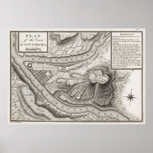 Poster Carte vintage de Pittsburgh PA (1796)