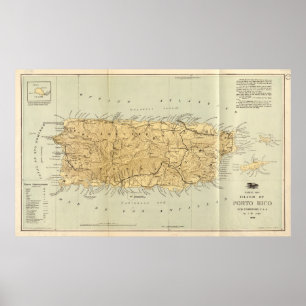 Poster Carte vintage de Porto Rico (1898)