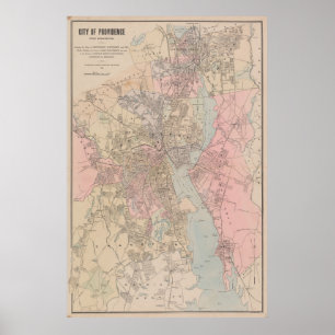 Poster Carte vintage de Providence Rhode Island (1901)
