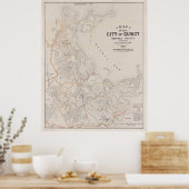 Poster Carte vintage de Quincy MA (1901) (Cuisine)