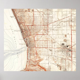 Poster Carte vintage de Redondo Beach & Torrance CA (1934