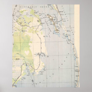 Poster Carte vintage de Roanoke Island & Outer Banks NC