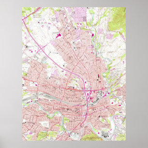 Poster Carte vintage de Roanoke Virginia (1963)