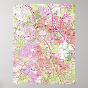 Poster Carte vintage de Rockville le Maryland (1965)