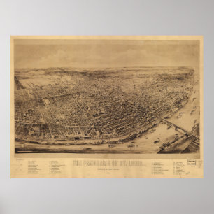 Poster Carte vintage de Saint Louis MO (1892)