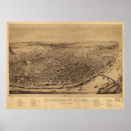 Poster Carte vintage de Saint Louis MO (1892) (Devant)