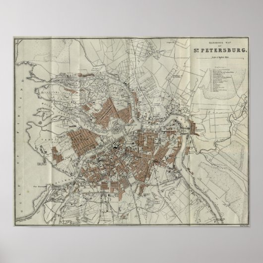 Poster Carte vintage de Saint-Pétersbourg (1893) (Devant)