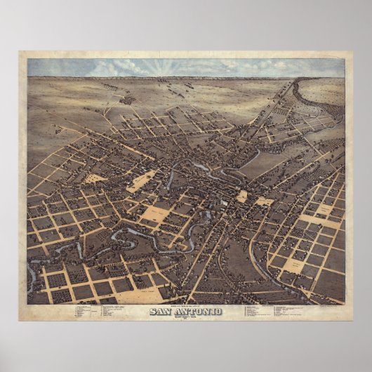 Poster Carte vintage de San Antonio TX (1873) (Devant)
