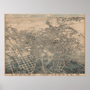 Poster Carte vintage de San Antonio TX (1886)