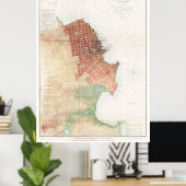 Poster Carte vintage de San Francisco CA (1853) (Bureau à domicile)