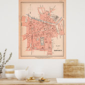 Poster Carte vintage de Santiago Chili (1903) (Cuisine)