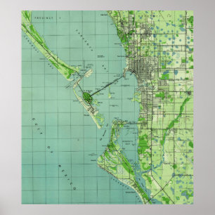 Poster Carte vintage de Sarasota Florida (1944)