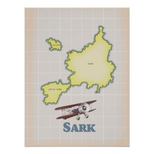 Poster Carte vintage de Sark de style rétro
