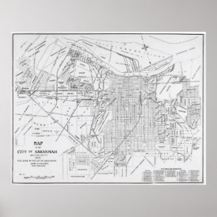 Poster Carte vintage de Savannah Georgia (1910)