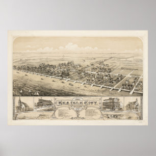 Poster Carte vintage de Sea Isle City NJ (1885)