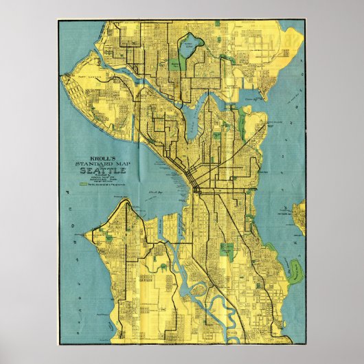 Poster Carte vintage de Seattle Washington (1914) (Devant)