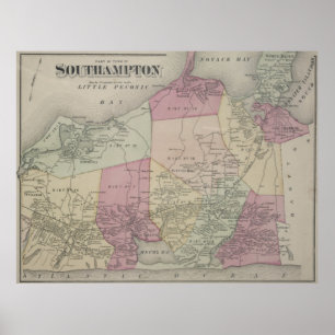 Poster Carte vintage de Southampton NY (1873)