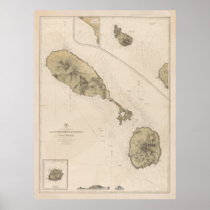 Poster Carte vintage de St Kitts & Nevis (1872)