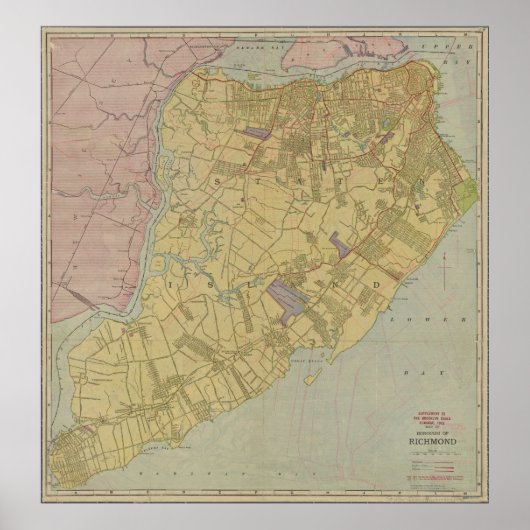 Poster Carte vintage de Staten Island NY (1911) (Devant)