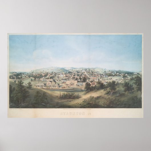 Poster Carte vintage de Staunton VA (1857) (Devant)