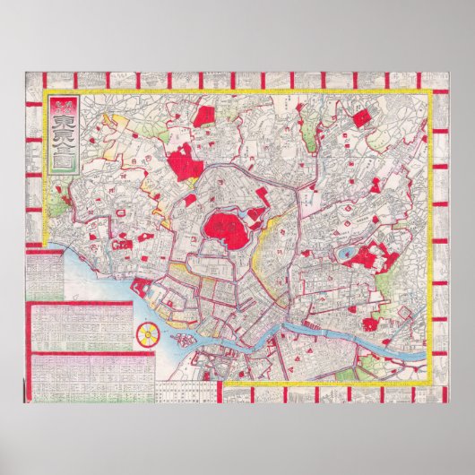 Poster Carte vintage de Tokyo Japon (1880) (Devant)