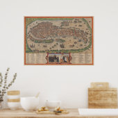 Poster Carte vintage de Venise Italie (1572) (Cuisine)