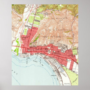 Poster Carte vintage de Ventura la Californie (1951)
