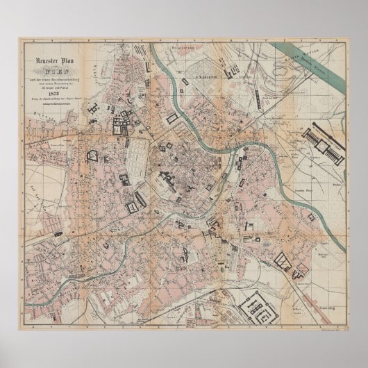 Poster Carte vintage de Vienne Autriche (1872) (Devant)