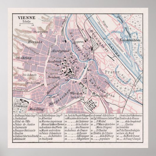 Poster Carte vintage de Vienne Autriche (1900) (Devant)