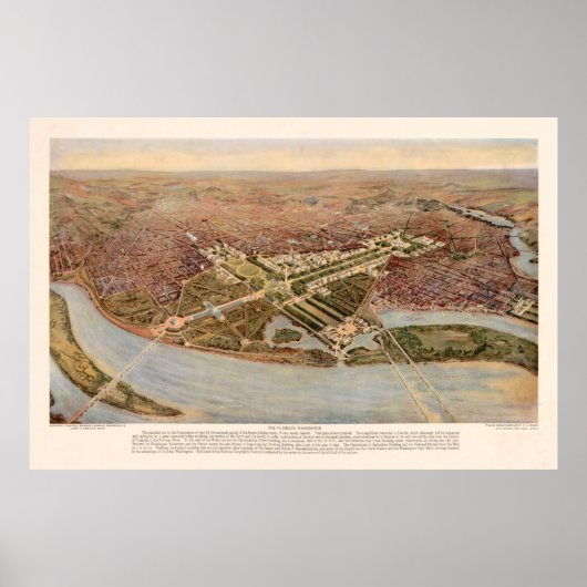 Poster Carte vintage de Washington DC (1915) (Devant)
