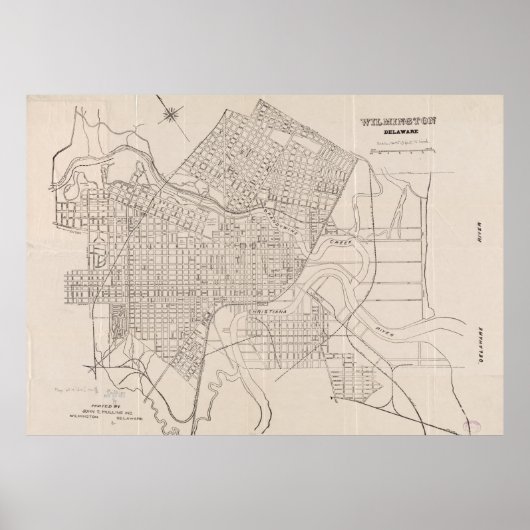 Poster Carte vintage de Wilmington Delaware (1921) (Devant)
