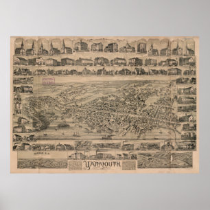 Poster Carte vintage de Yarmouth Nouvelle-Écosse (1889)