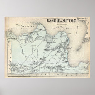 Poster Carte vintage d'East Hampton New York (1873)