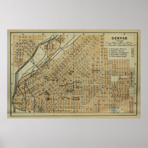 Poster Carte Vintage Denver Colorado (1904)