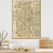 Poster Carte vintage d'Erie PA (1890) (Cuisine)