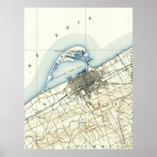 Poster Carte vintage d'Erie Pennsylvanie (1899)