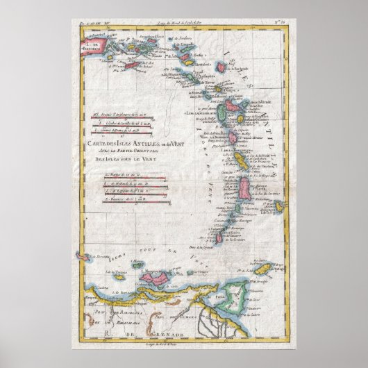 Poster Carte vintage des Antilles (1780) (Devant)