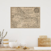 Poster Carte vintage des Caraïbes (1763) (Cuisine)