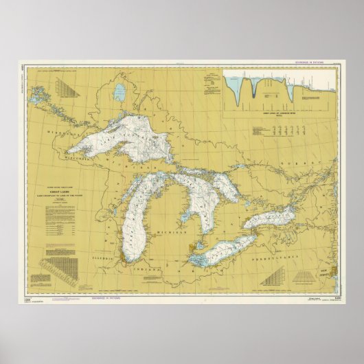 Poster Carte vintage des Grands Lacs (1979) (Devant)