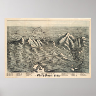 Poster Carte vintage des Montagnes Blanches (1890)